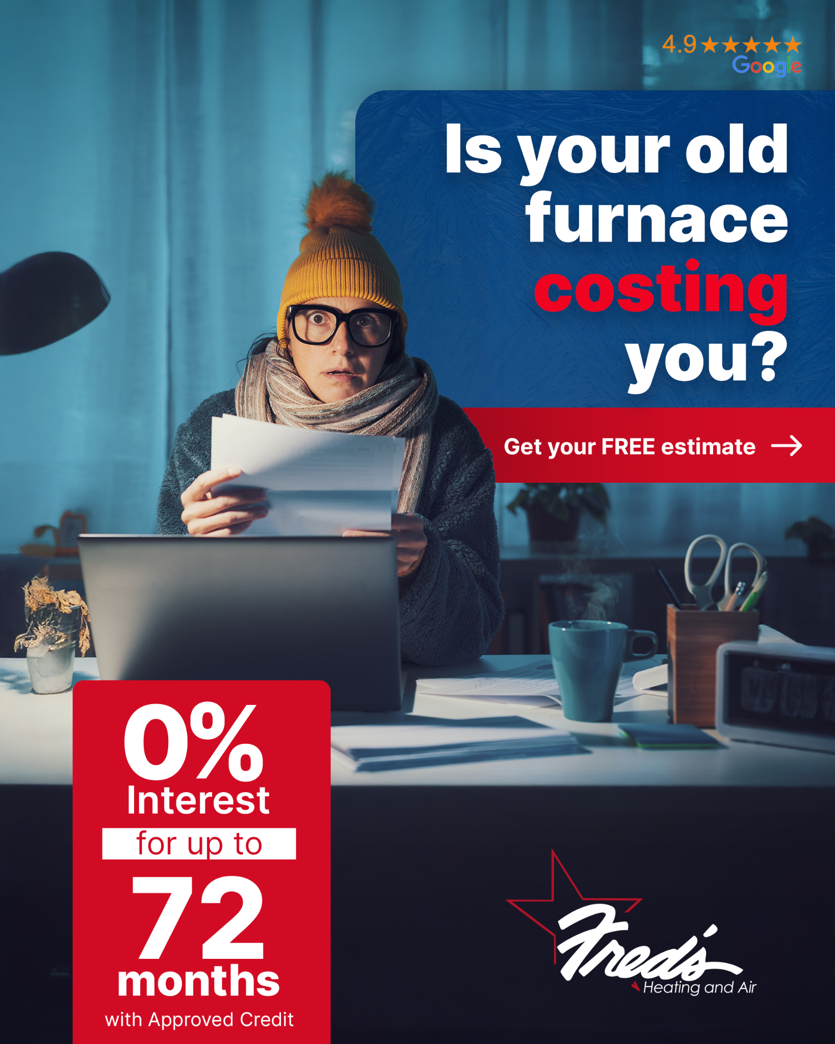 Fred's Heating and Air Facebook ad from Sep 2, 2025