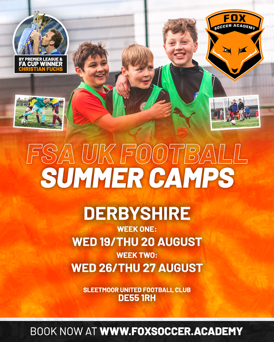 Fox Soccer Academy UK Facebook ad: DERBYSHIRE FOOTBALL CAMPS