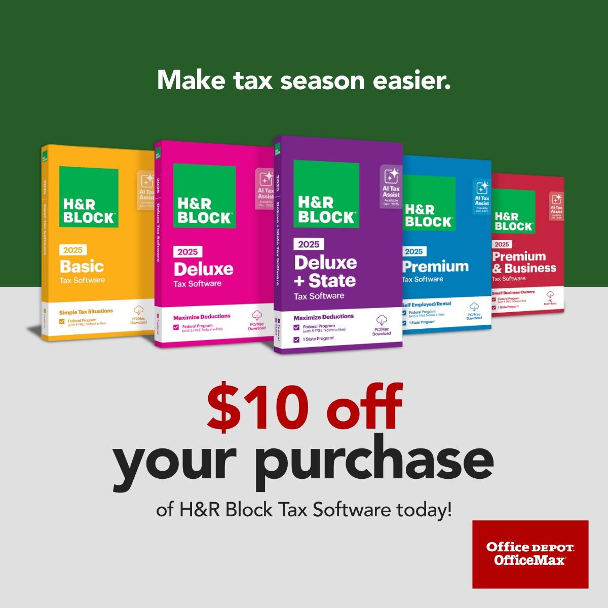 Office Depot Facebook ad: Tax time, organized and simplified.