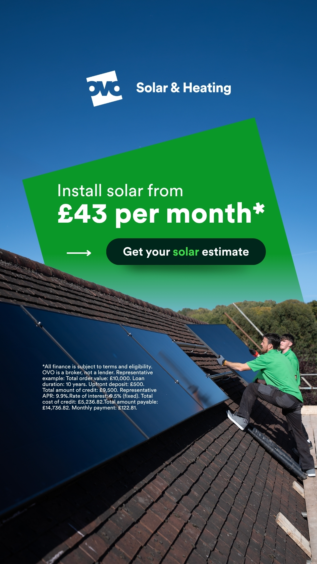 OVO Solar & Heating Facebook ad from May 27, 2026