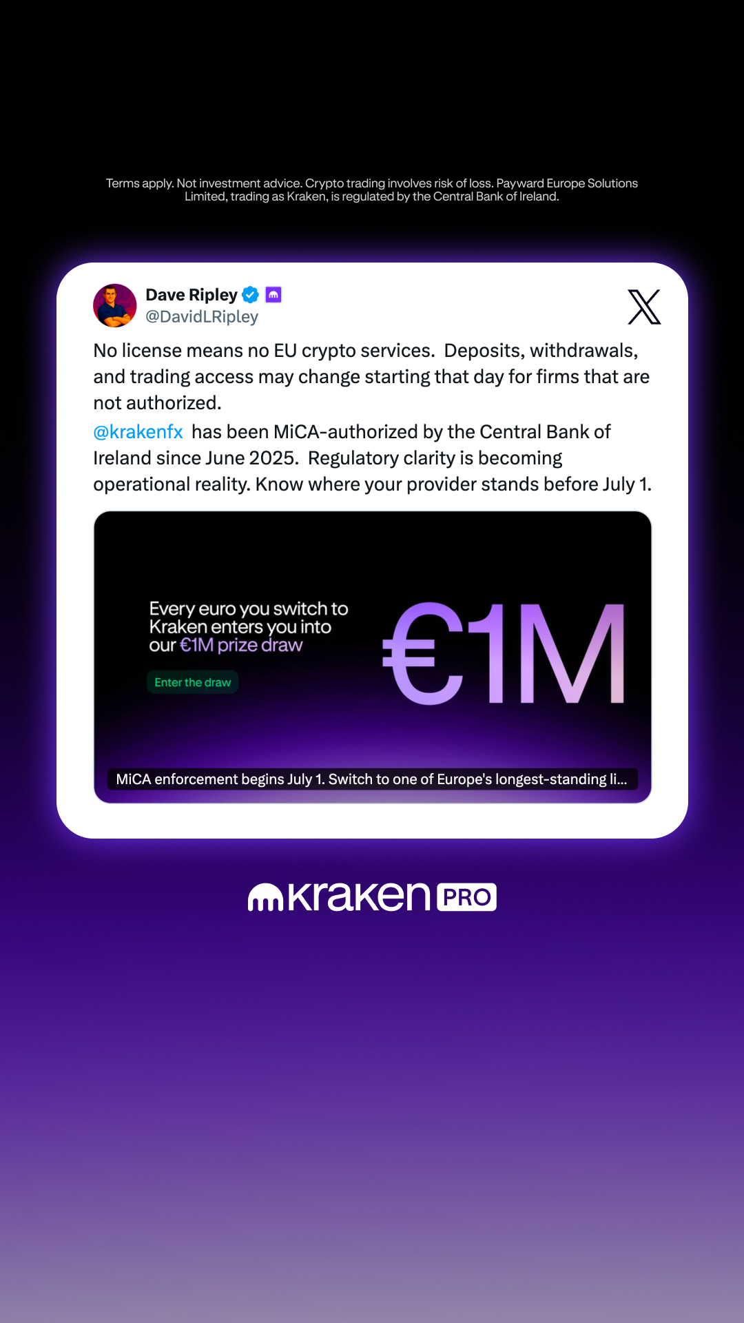 Kraken Digital Asset Exchange Facebook ad