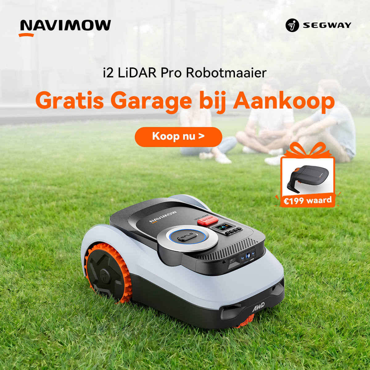 Segway Navimow Facebook ad: Navimow i2 LiDAR Pro, gratis garage