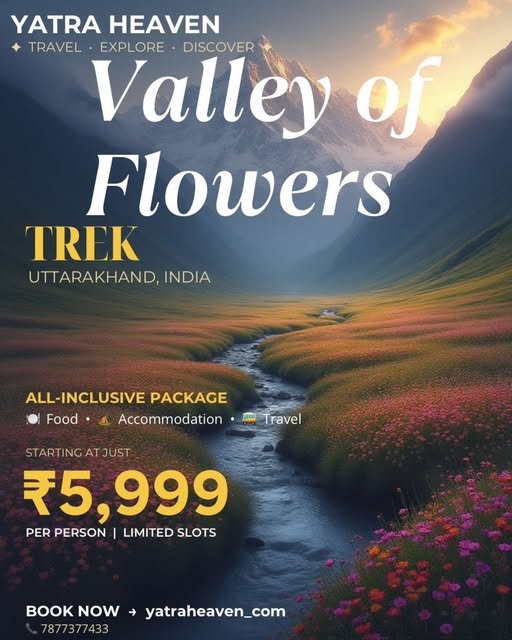 Yatra Heaven Trek And Trips Facebook ad: Where the earth laughs in flowers.