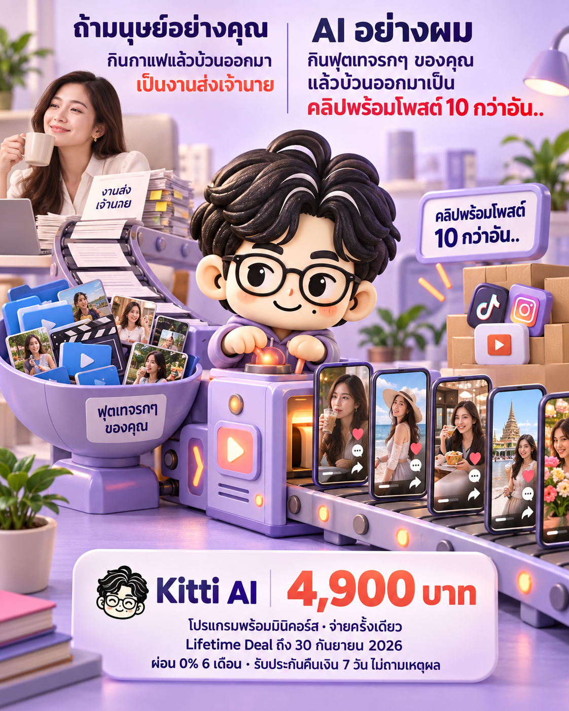The AI Mission by Ontheway Academy Facebook ad: Kitti โปรแกรมพร้อมมินิคอร์ส 4,900 บาท