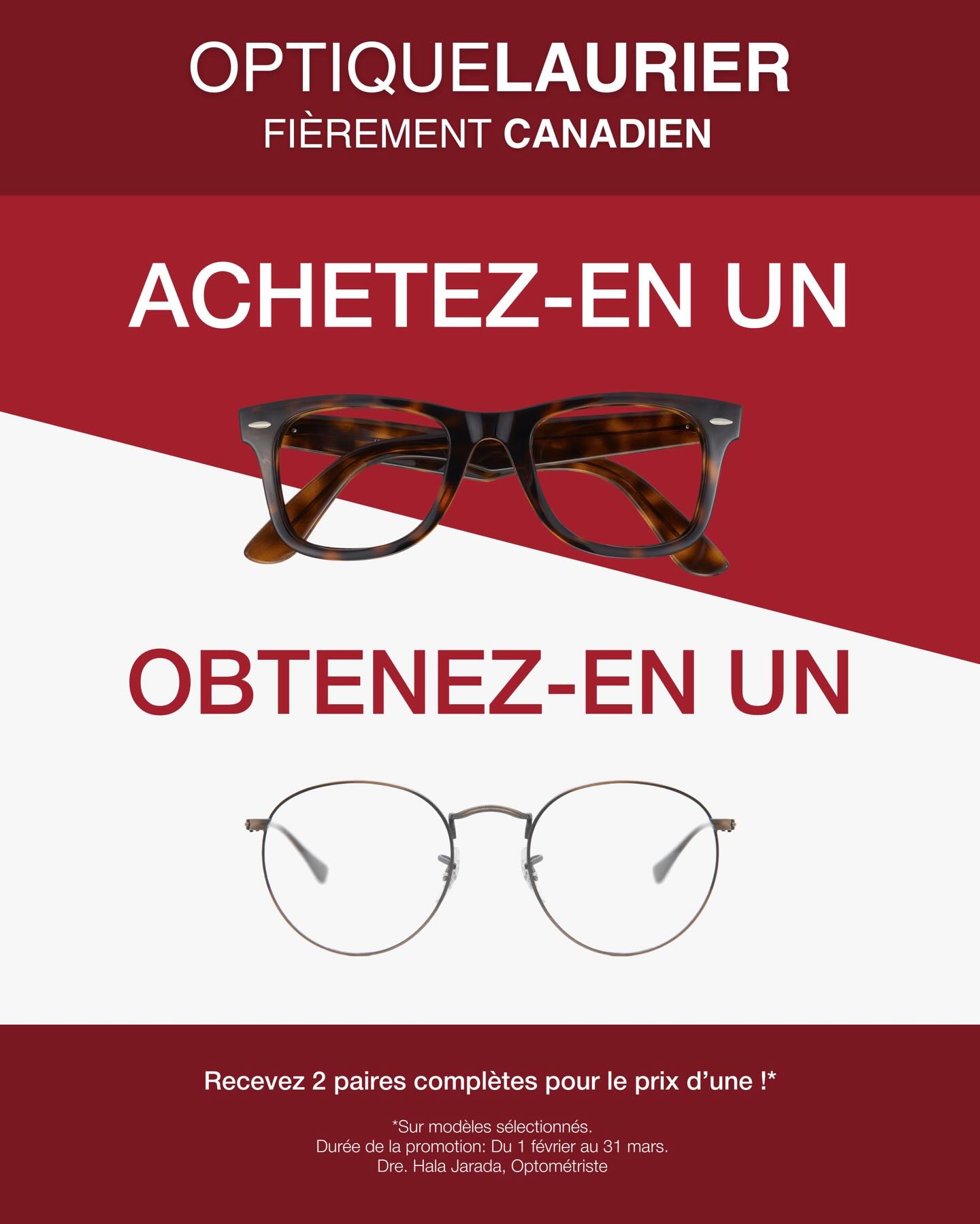 optique_laurier_plateau Facebook ad: ACHETEZ-EN UN