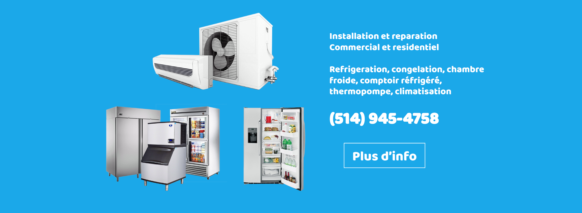 SAM Réfrigération Facebook ad: on repare le frigidaire congélateur climatiseur…