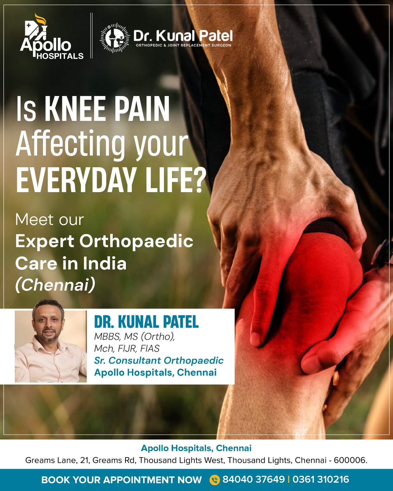 Dr.Kunal Patel's Facebook ad: Don’t Ignore Knee Pain