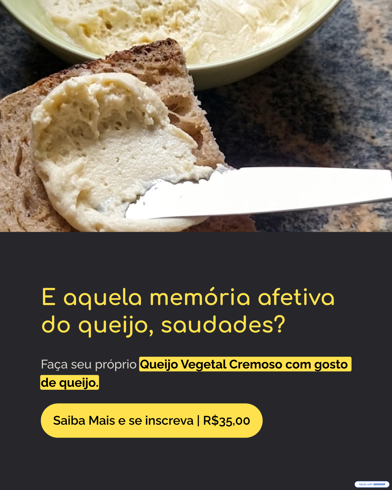 Vegan Cheese Lover Facebook ad: Queijo Vegetal Cremoso - sua solução