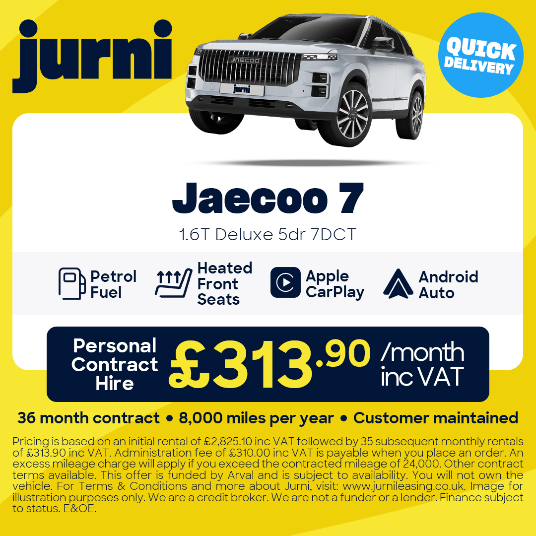 Jurni Leasing Facebook ad: JAECOO 7 ESTATE 1.6T Deluxe 5dr 7DCT Lease Deals | Jurni