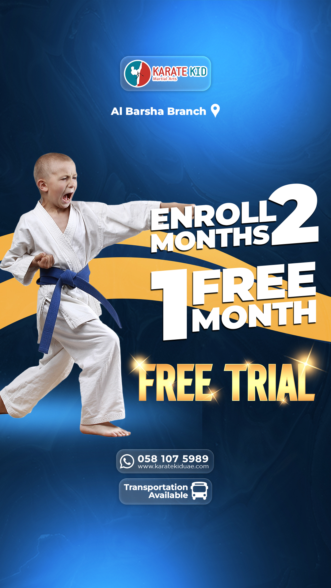 Karate Kid Martial Arts Facebook ad from Apr 3, 2026
