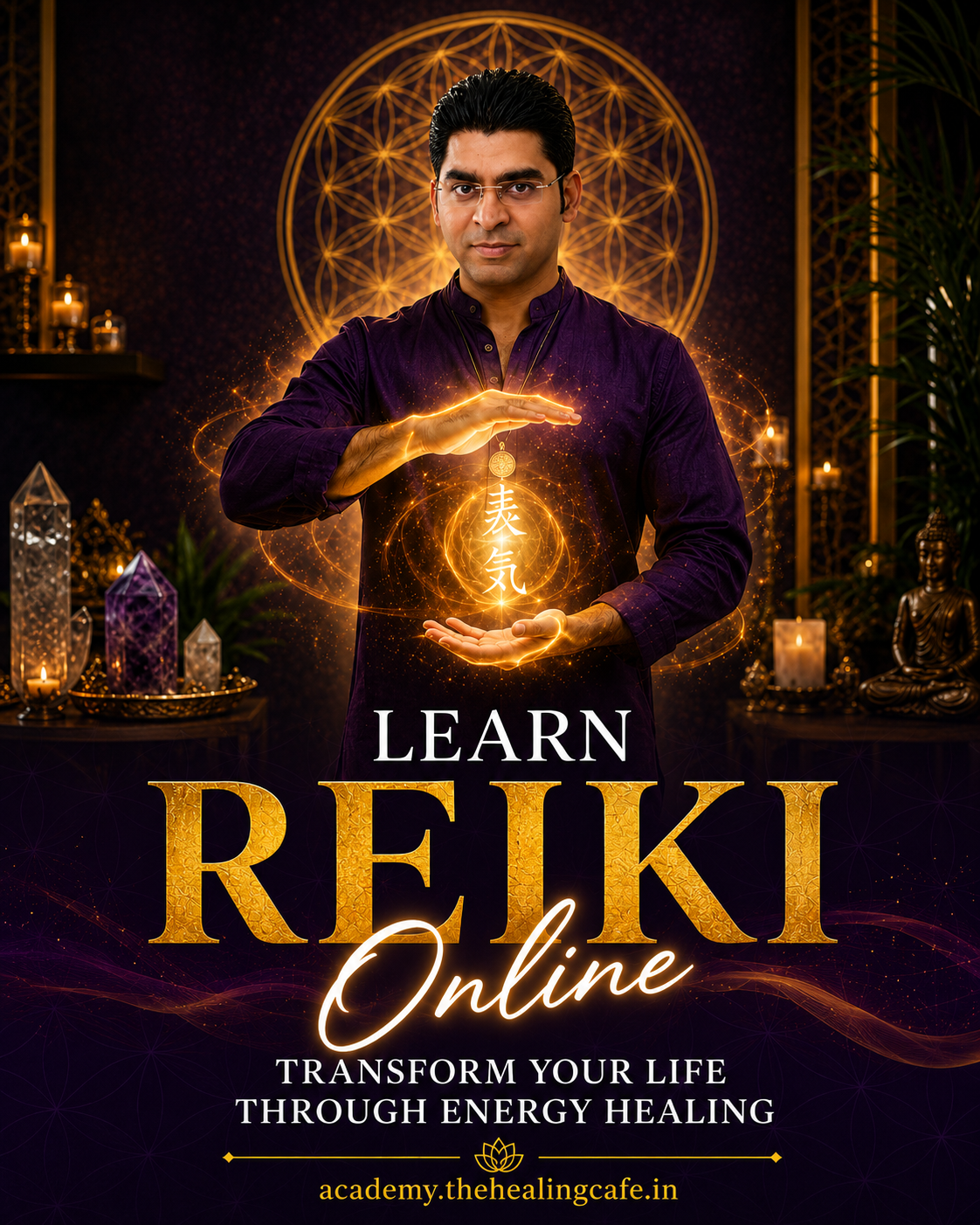 The Healing Cafe Facebook ad: Become a Certified Reiki Practitioner.