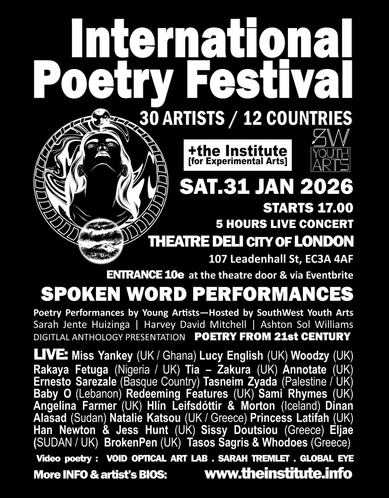 The Institute for Experimental Arts Facebook ad: International Poetry Festival - LONDON