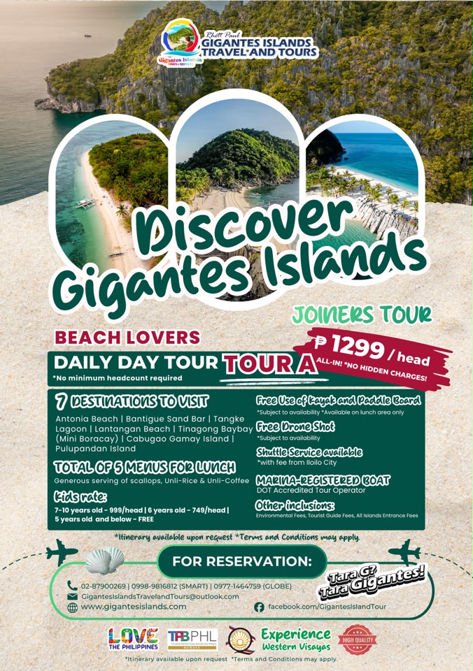 Gigantes Islands Travel and Tours Facebook ad: Ready to dive into the pristine waters and…