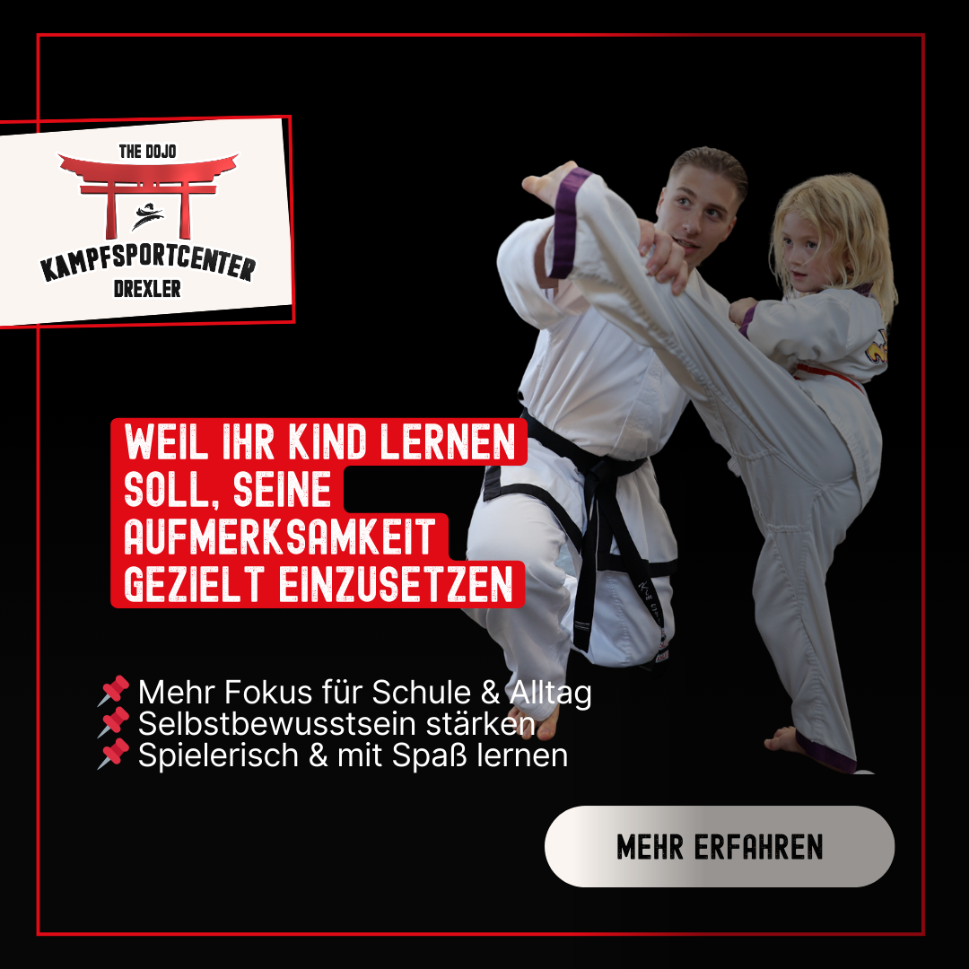 Kampfsportcenter Drexler The Dojo Alzey Facebook ad: Konzentration ist trainierbar, wir zeigen, wie!