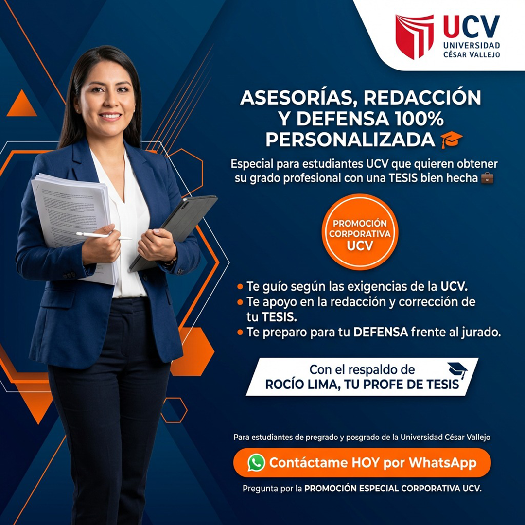 Tesis Asesoría y Capacitación de Rocio Lima Facebook ad: ¡Tu Tesis UCV Lista! Promoción Corporativa