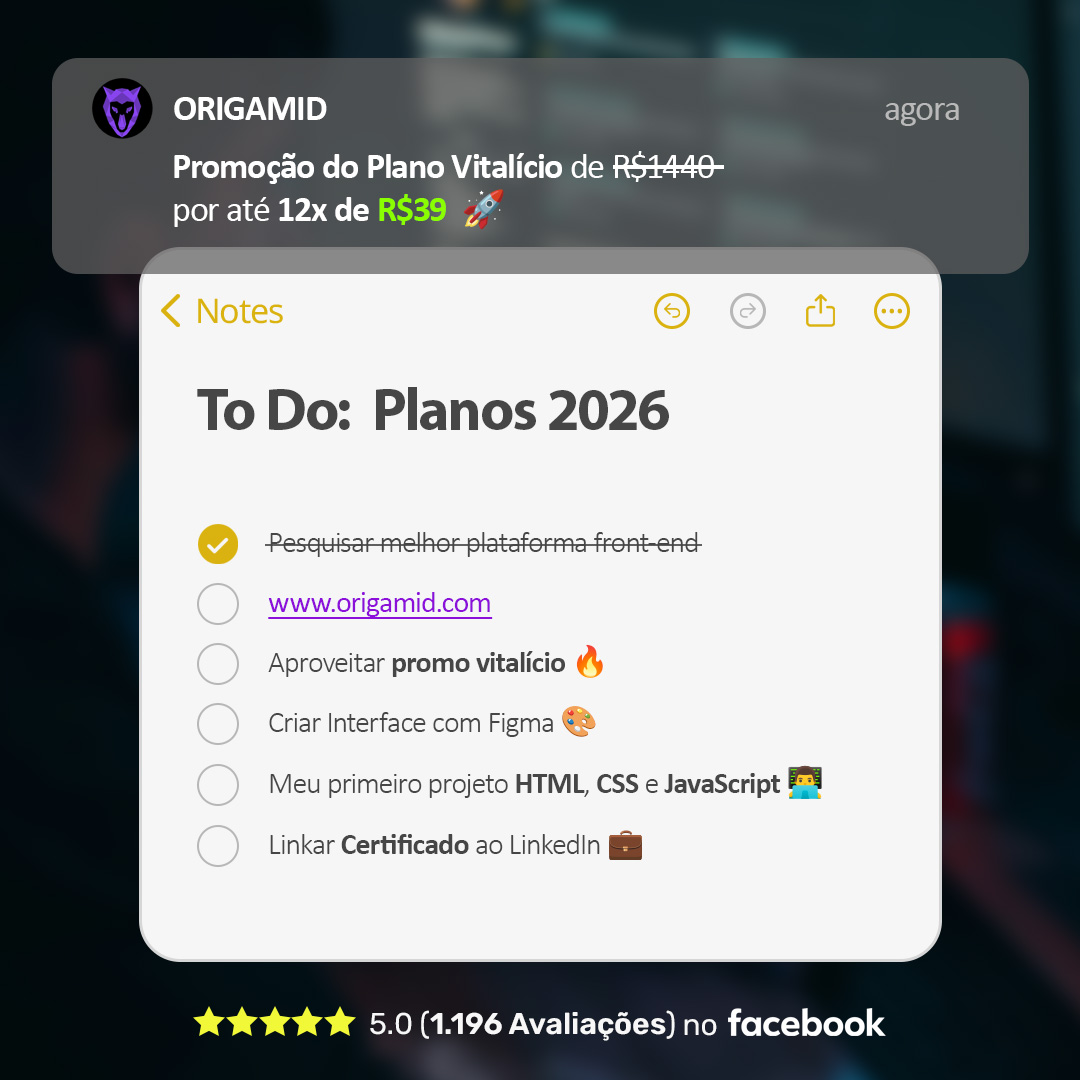 Origamid Facebook ad: Origamid Volta às Aulas
