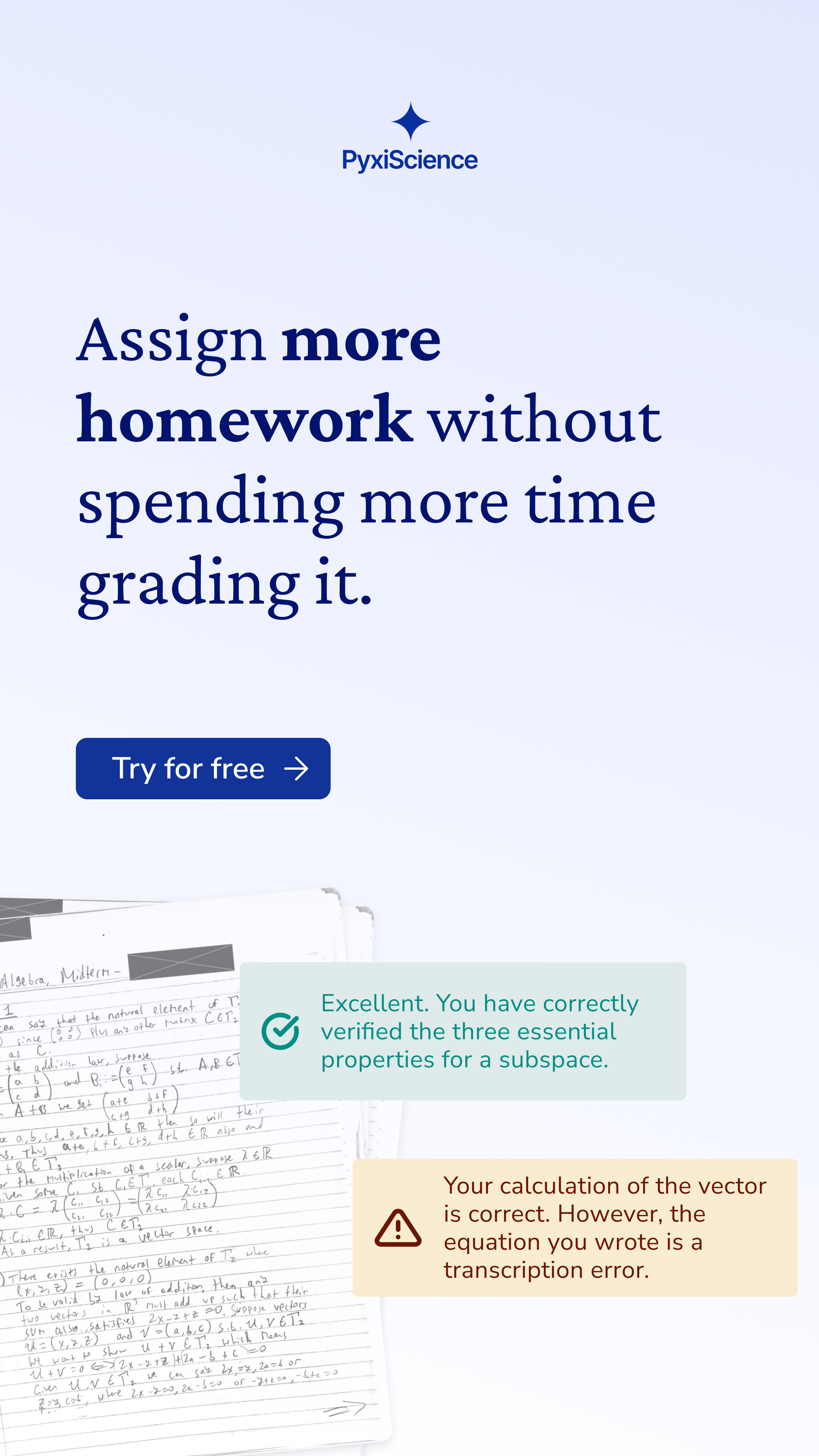 PyxiScience Facebook ad: More Homework, Less Grading