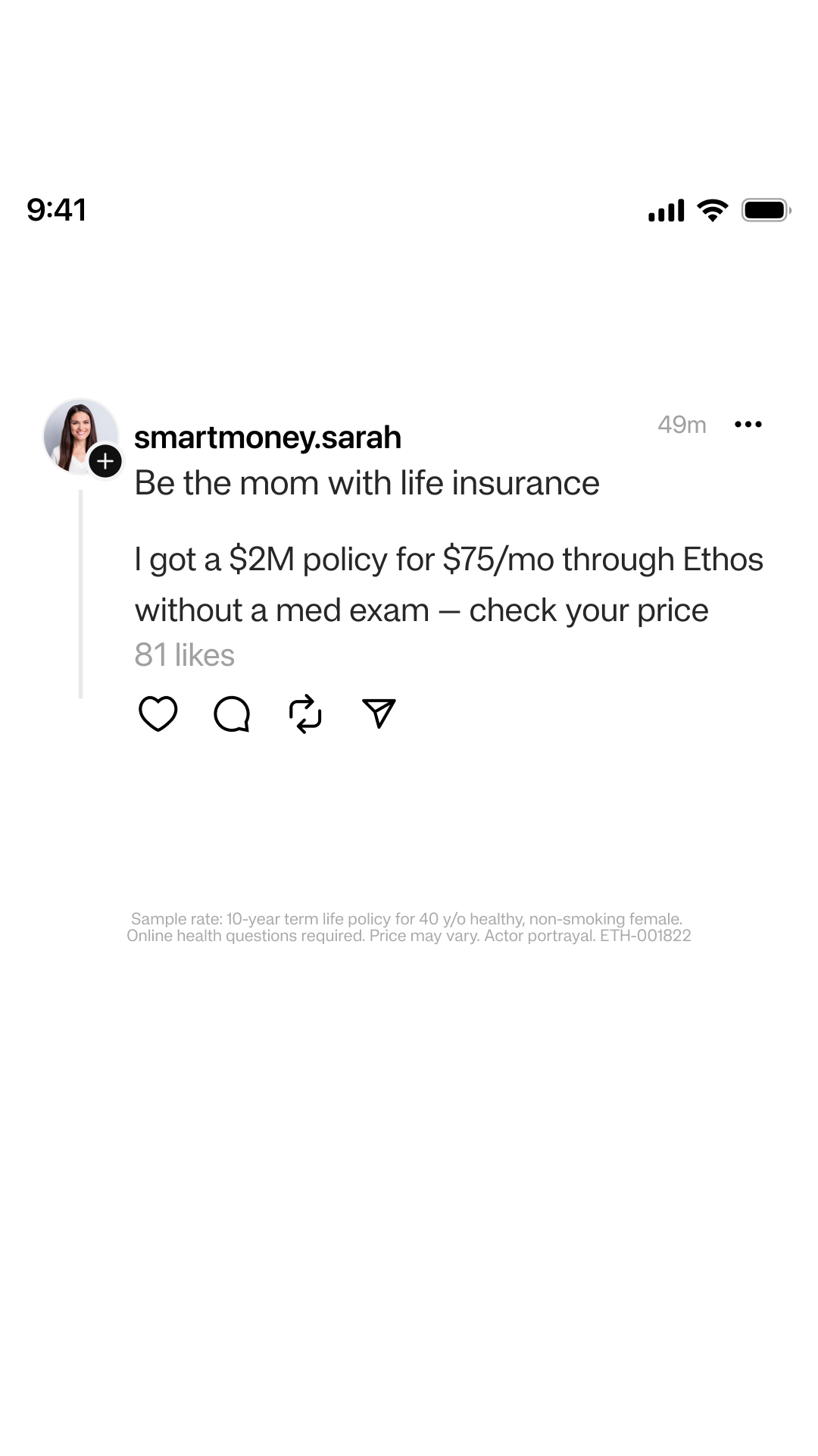 Ethos Facebook ad