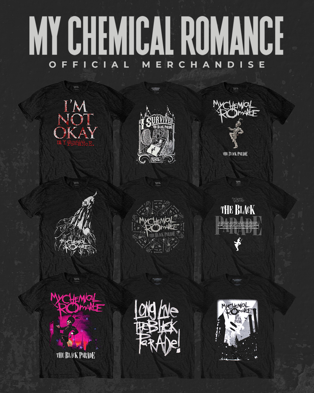 GIG-MERCH.com Facebook ad: Welcome to the Black Parade, starting in your…