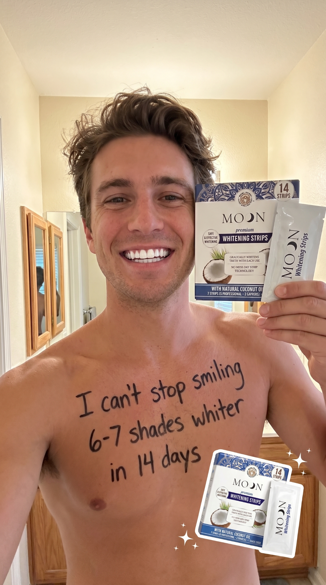 Moonwhiteshop Facebook ad: Stop using purple whitening strips!