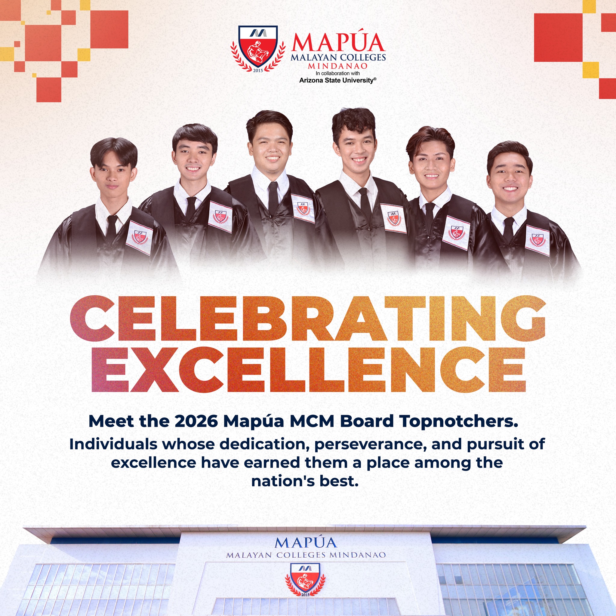 Mapúa Malayan Colleges Mindanao Facebook ad: CONGRATULATIONS to the 2026 Board Topnotchers of Mapúa…