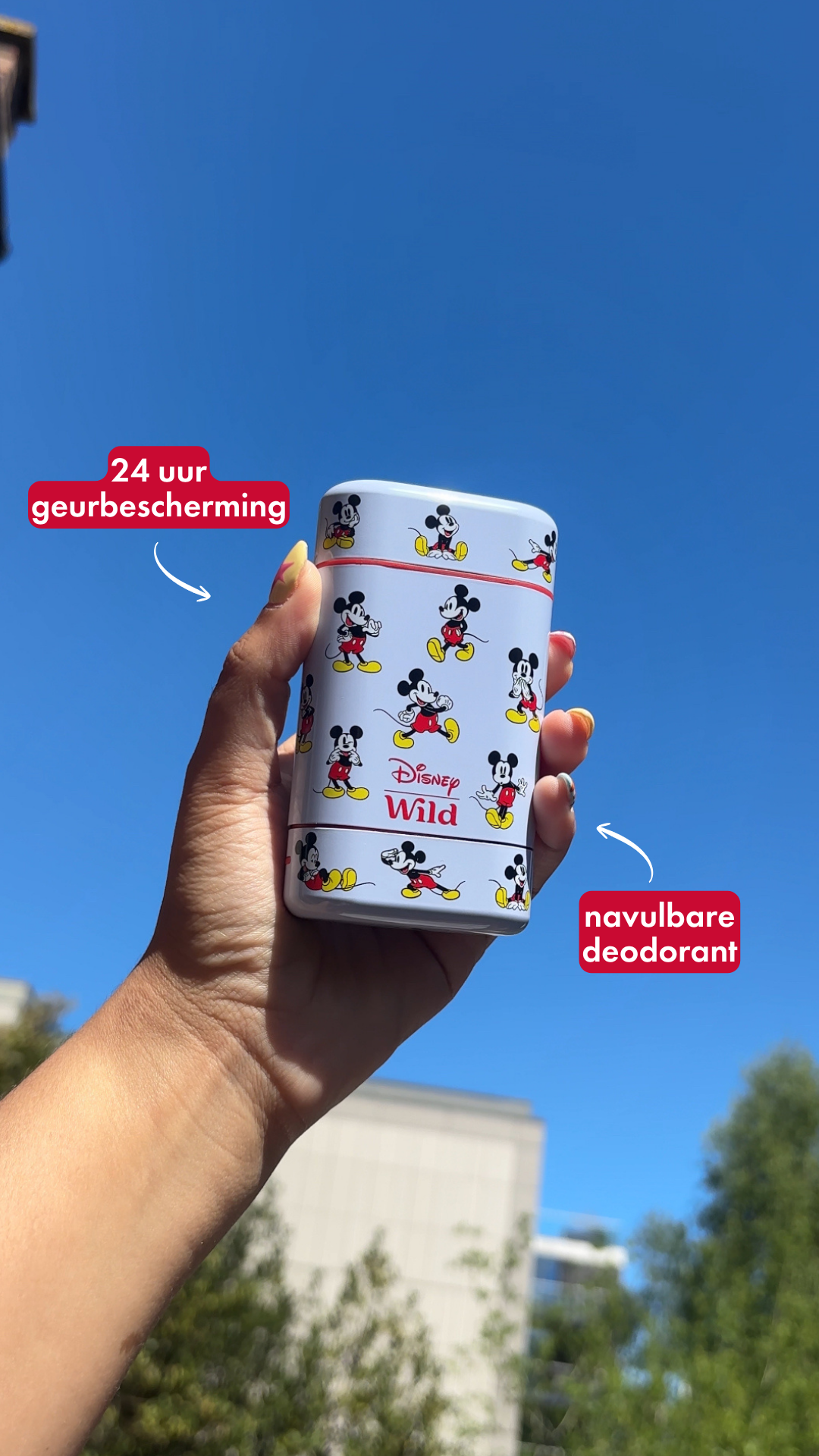 Wild Facebook ad: Disney Mickey Mouse deodorant met 24 uur frisheid.