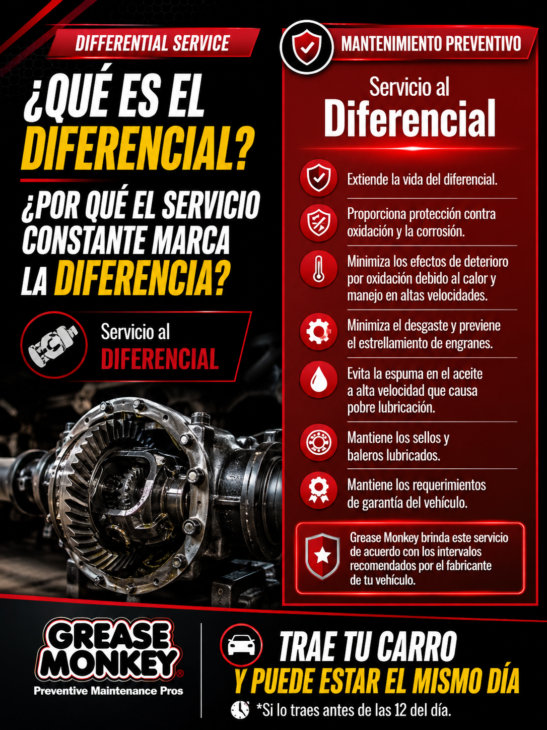 Grease Monkey GRAN BAJIO Facebook ad: Manejo pesado, ruido o desgaste… no lo ignores