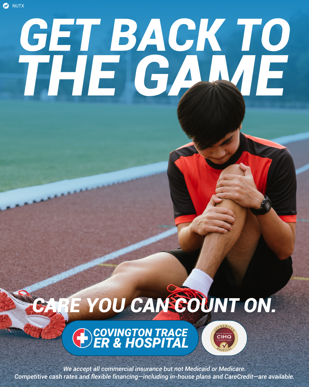 Covington Trace ER & Hospital Facebook ad: Back on Your Feet, Back in the Game