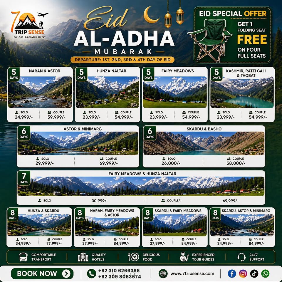 7 TripSense Pvt Limited Facebook ad: Celebrate Eid Ul Adha with 7Tripsense, Exclusive Travel…