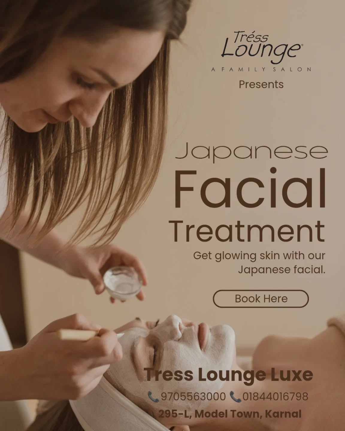 Tress Lounge Luxe Karnal Facebook ad: Because facial treatments are cheaper than therapy, and…