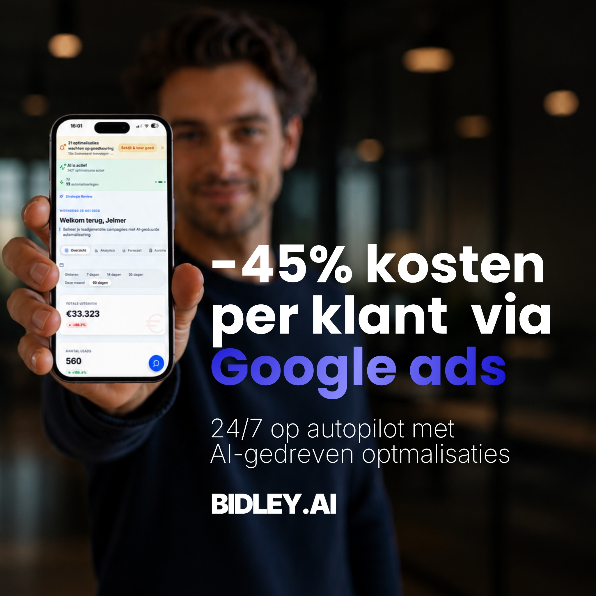 Bidley.ai - 24/7 AI Google Ads optimalisatie Facebook ad