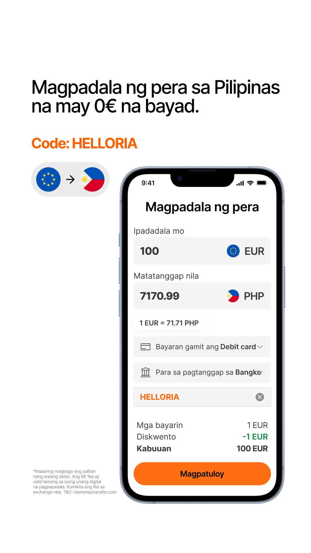 Ria Money Transfer Facebook ad