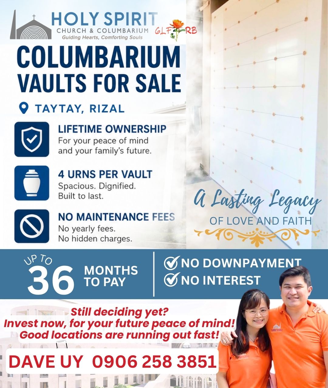 Holy Spirit Church and Columbarium Taytay by Dave & Steph Uy Facebook ad: WHY INVEST IN COLUMBARIUM?