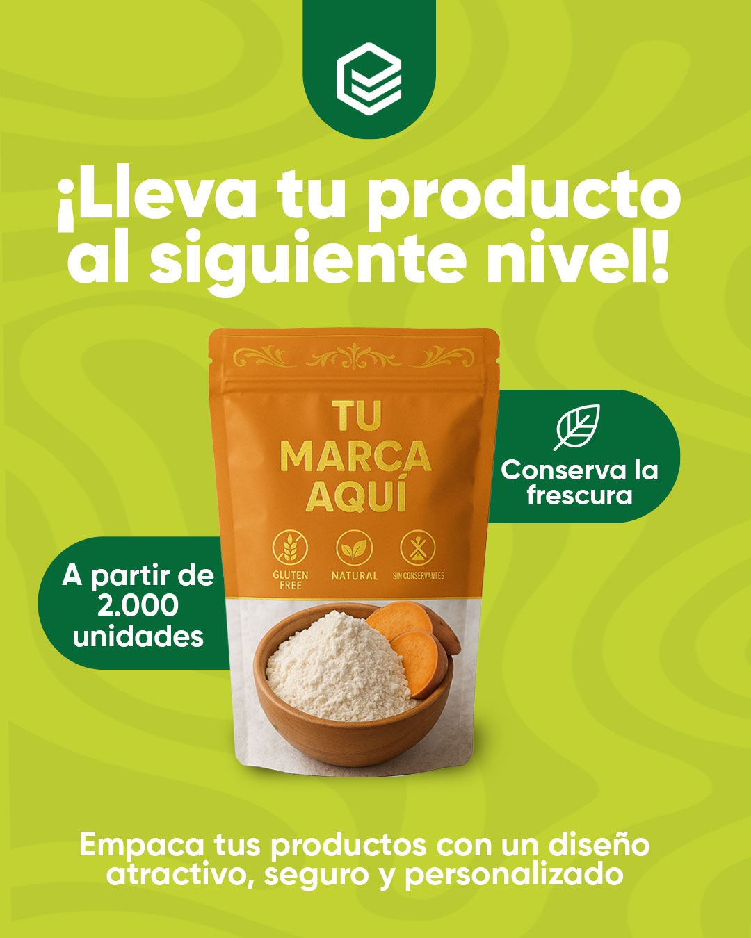 elempaque Facebook ad: Lleva tu producto al siguiente nivel.