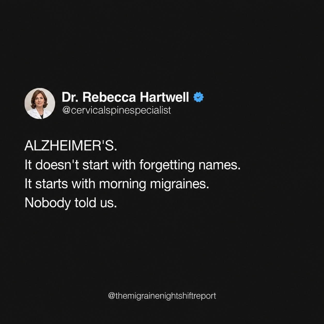 The Migraine Nightshift Report Facebook ad