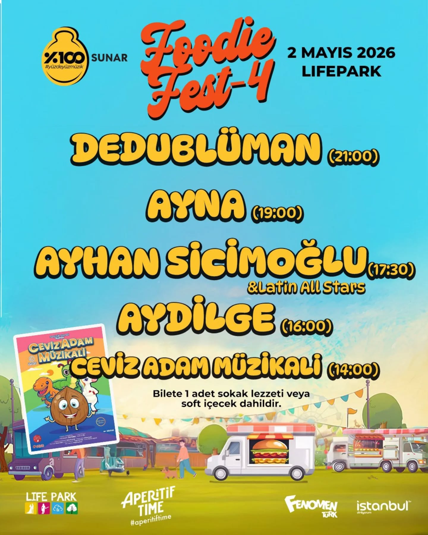 foodiefesttr Facebook ad: Yüzdeyüz Müzik Sunar: Şehrin En Lezzetli Festivali…