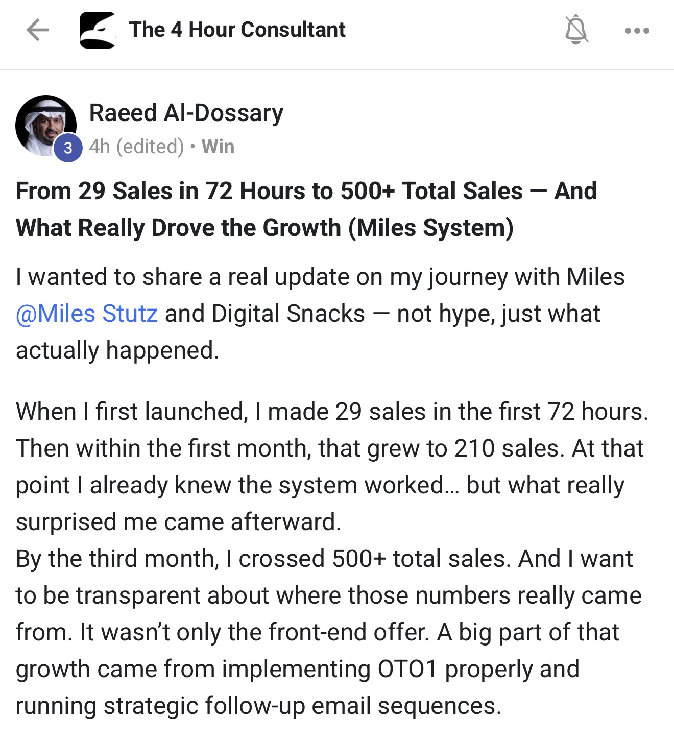 Miles Stutz - 4-Hour Consultant Facebook ad