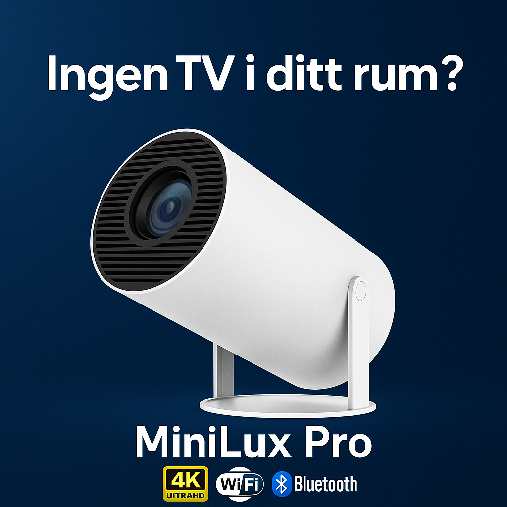 MiniProjektor Facebook ad: MiniLux Pro, Smart miniprojektor för hemmabio