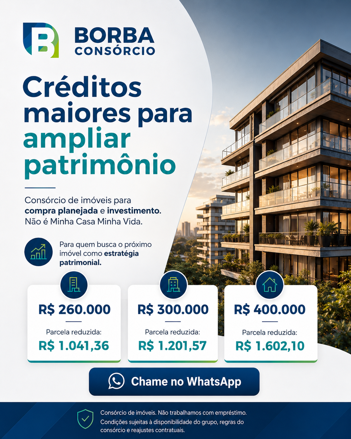 Borba Consórcio & Seguro Facebook ad: Construa patrimônio