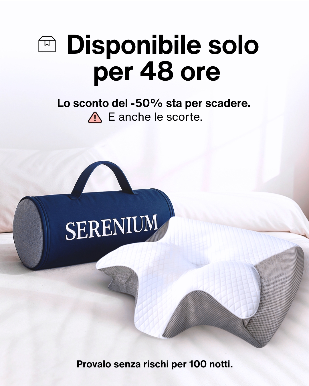 Benessere Serenium Facebook ad: Dormi meglio. Senza dolore. Senza farmaci.