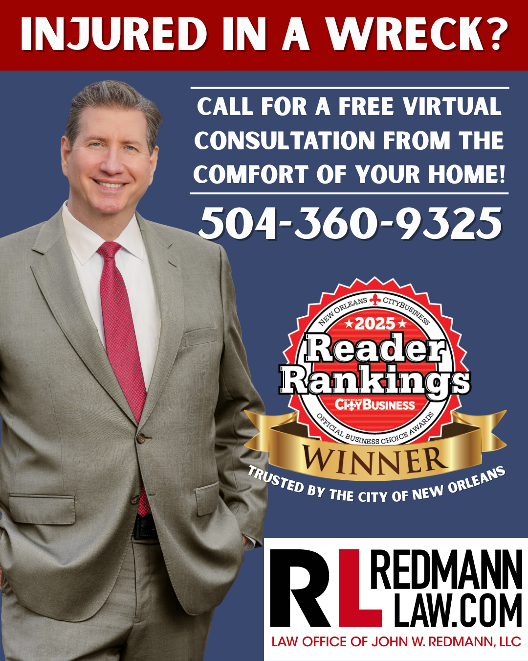 Law Office of John W. Redmann Facebook ad: Call Us Now