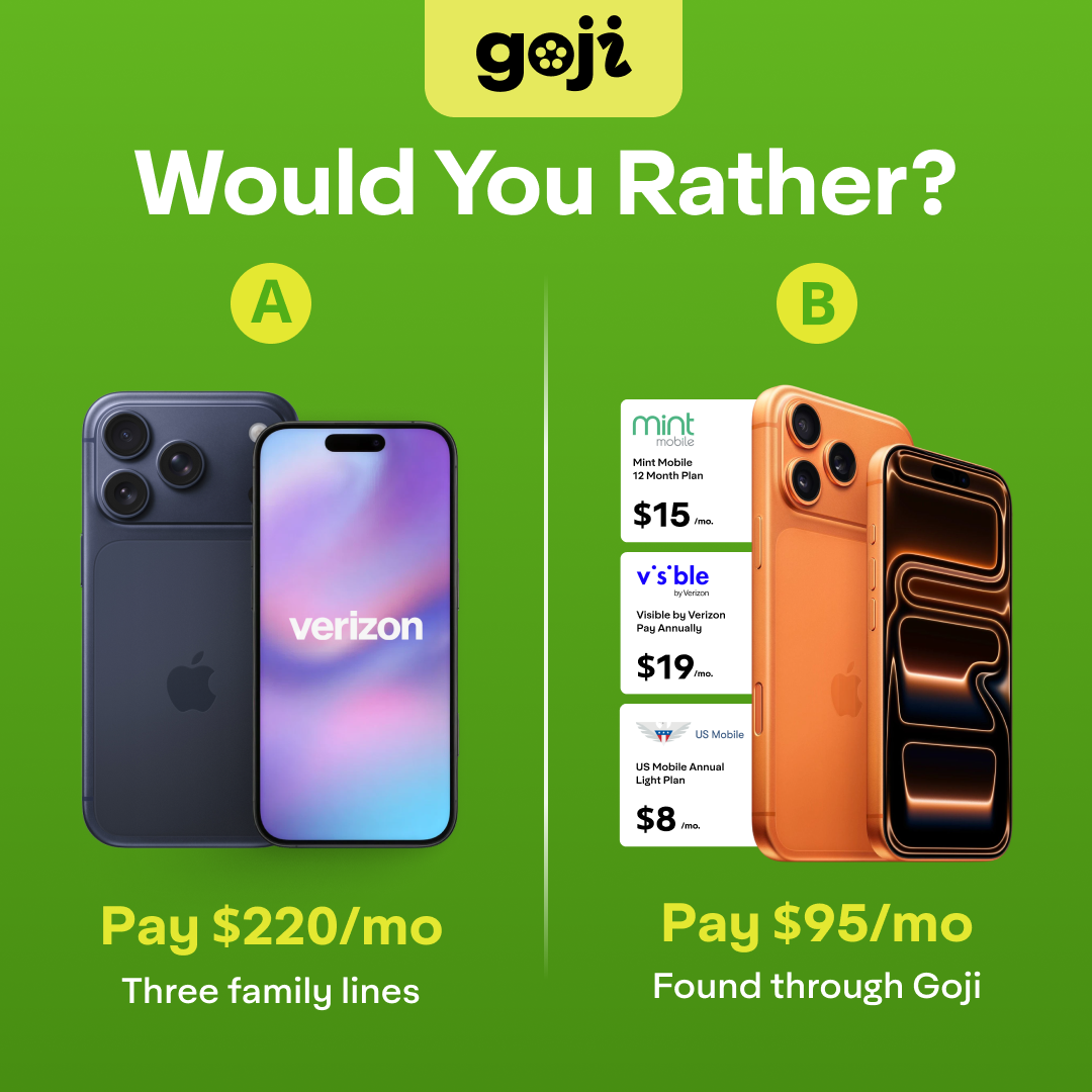 Goji Facebook ad: Find a better plan with Goji
