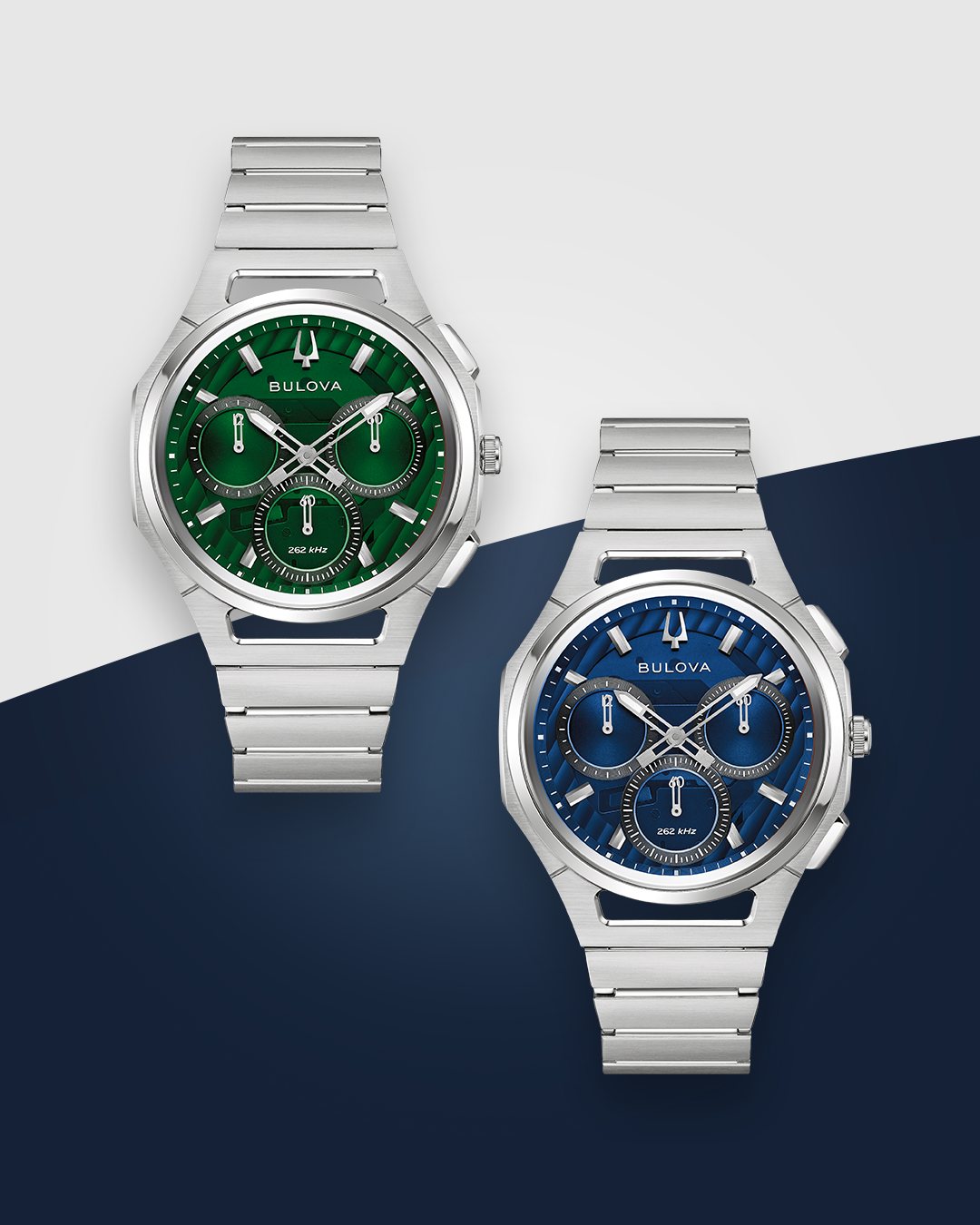 Bulova Deutschland Facebook ad: Herrenuhr Edelstahl grün Ø 41 mm 96A338 online bestellen