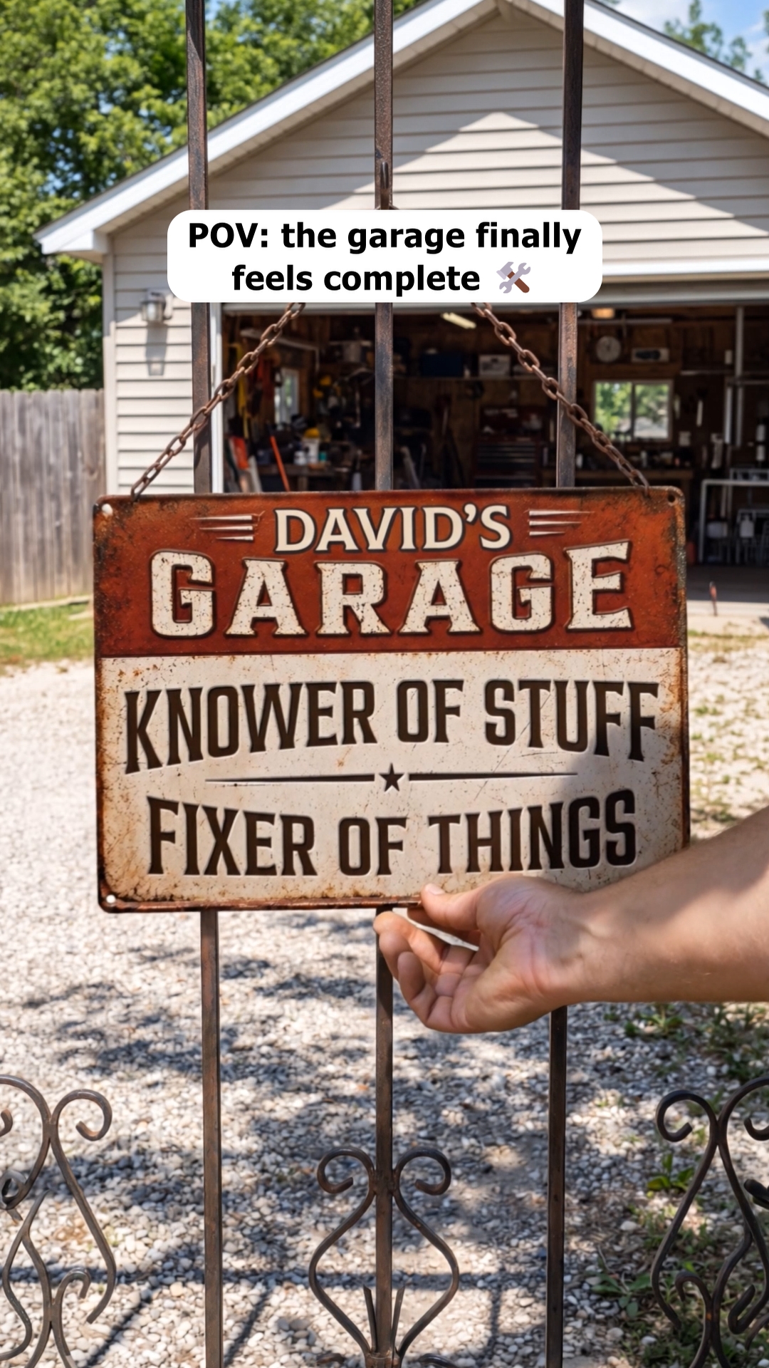 The Pawfect House Store Facebook ad: For men, this personalized metal sign celebrates garage…