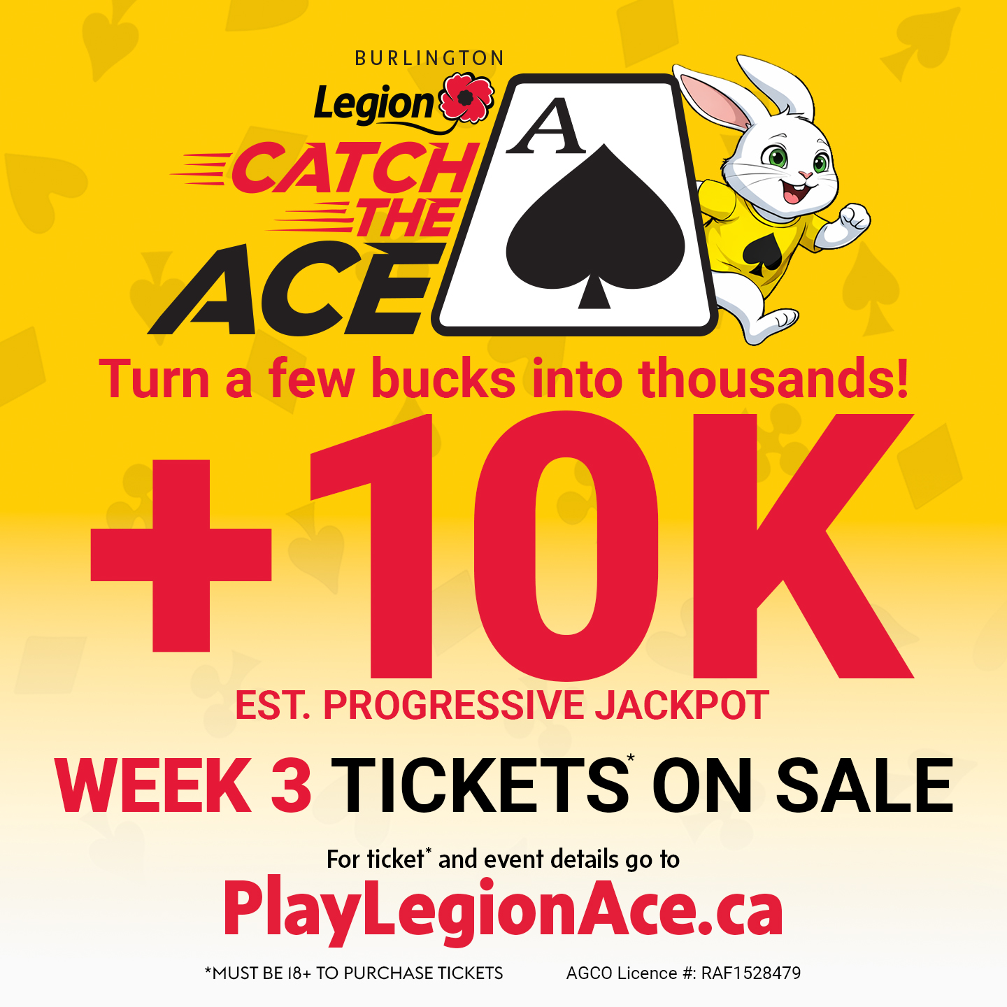 Legion Burlington Branch 60 Facebook ad: +$10K IS WAITING. WILL YOU FIND THE ACE SUNDAY?