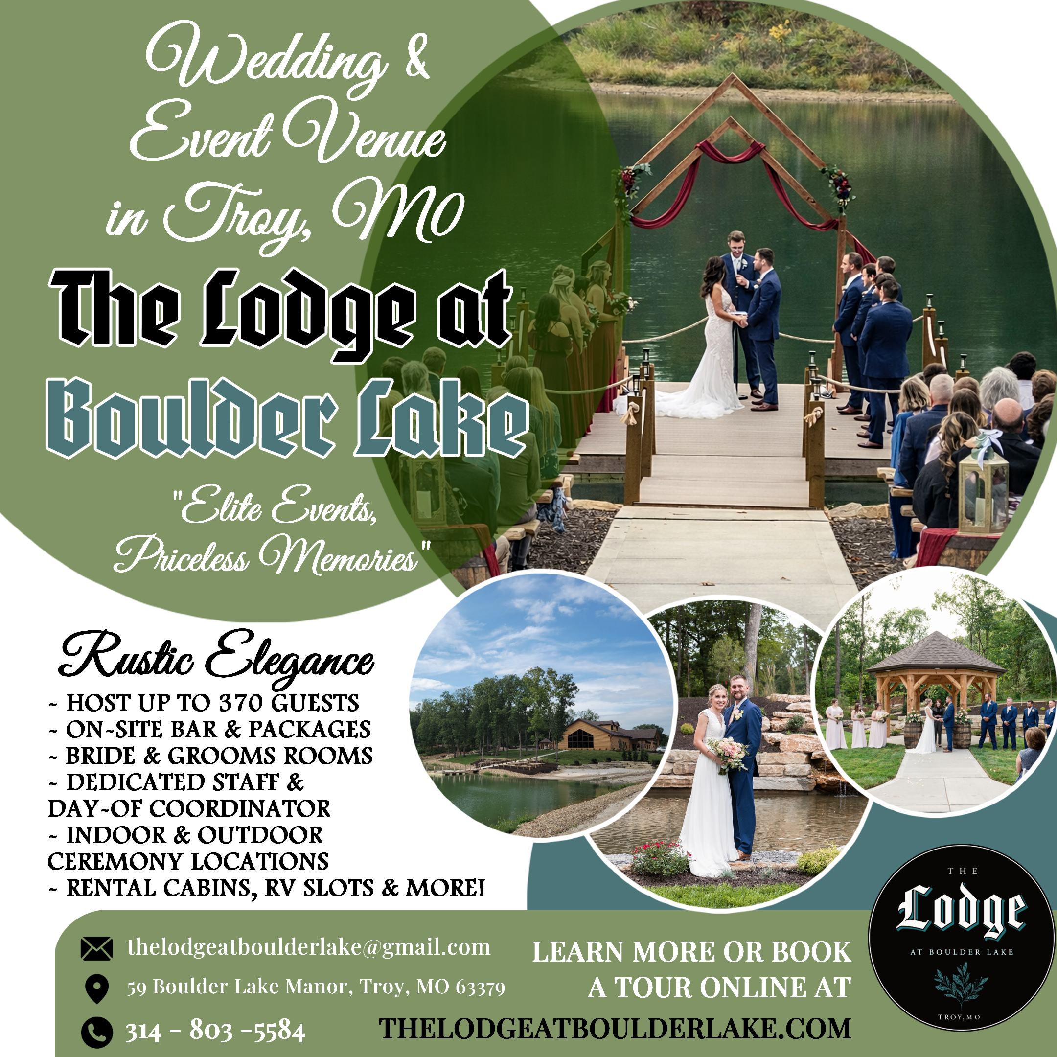 The Lodge at Boulder Lake Facebook ad: MO Lakeside Wedding Venue