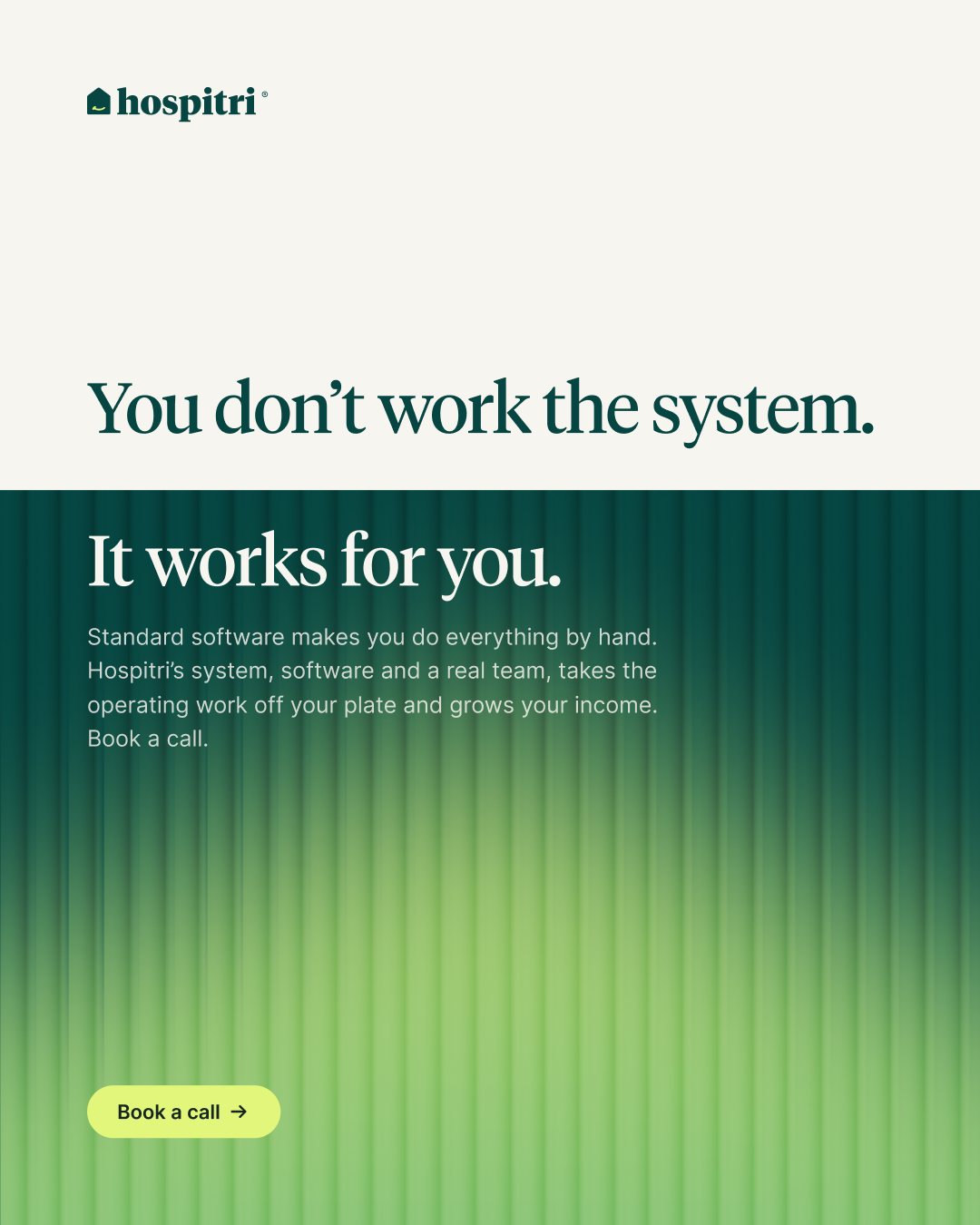 Hospitri Facebook ad: Turn your Airbnb into a booking magnet.
