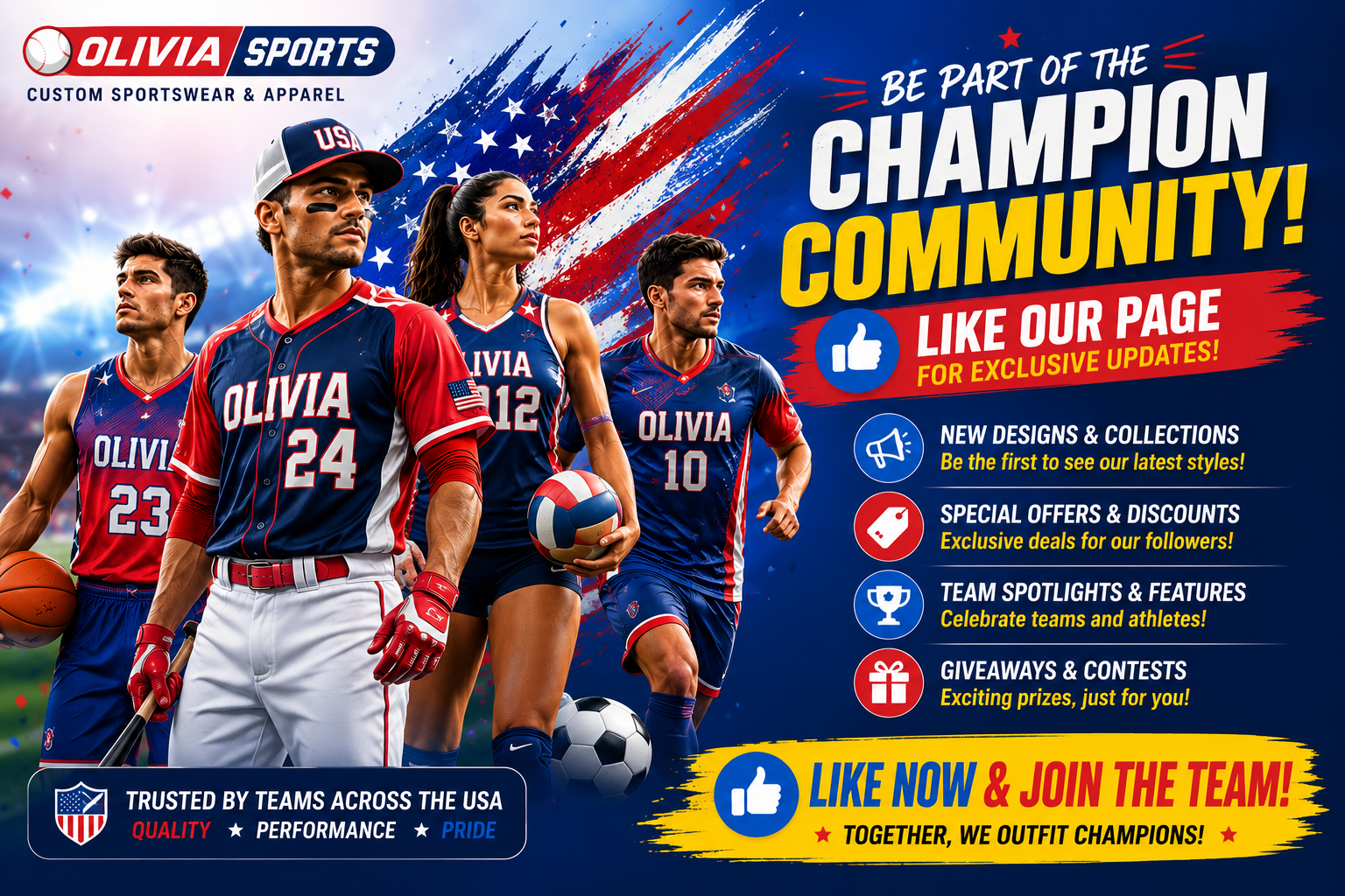 Olivia Sports & Apparel LLC Facebook ad: Olivia Sports, we help schools, clubs, academies, and…