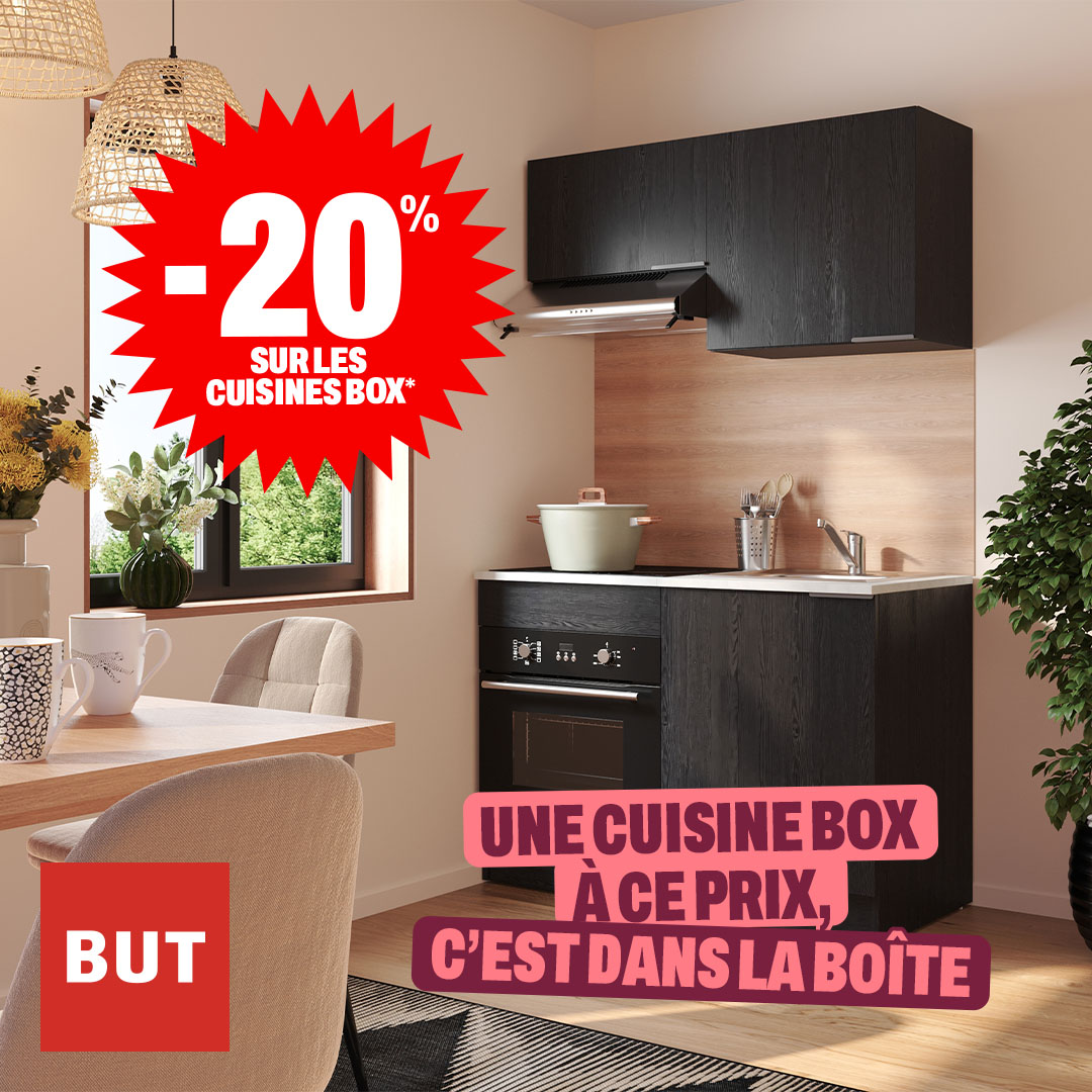 BUT Facebook ad: Déstockage des Cuisines BOX, profitez de -20% sur les…