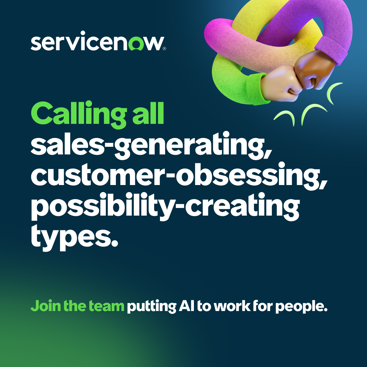 Life at ServiceNow Facebook ad: Obsessed with creating possibilities for customers?